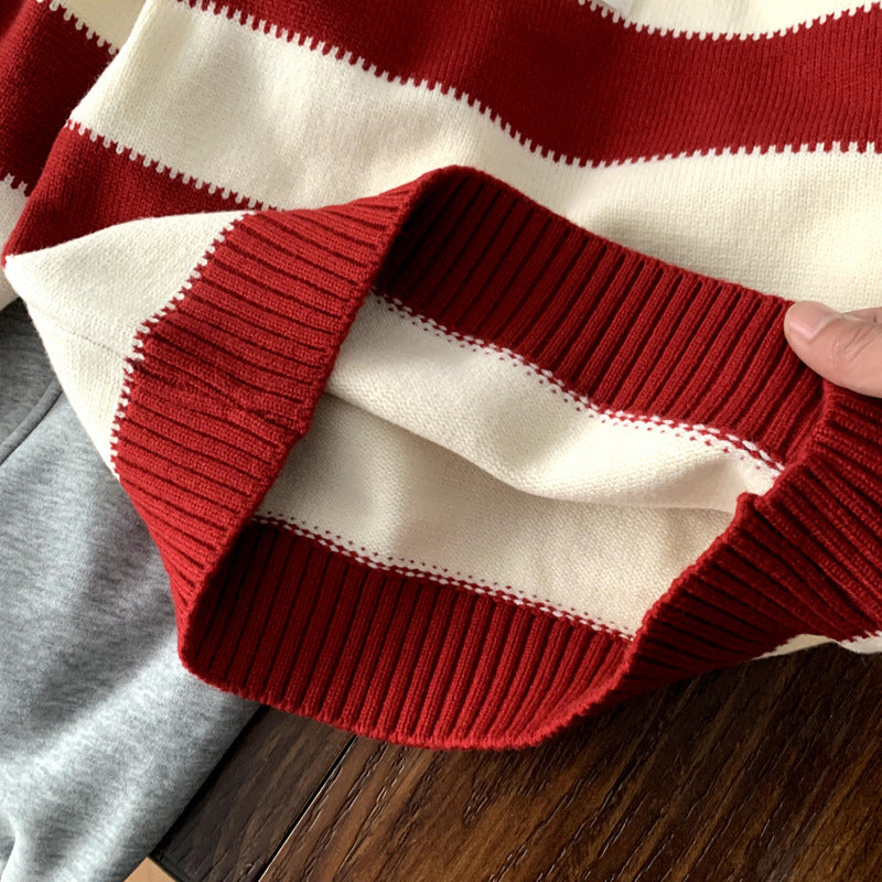 Warm Knitted Sweater Baby Striped Children's Sweater