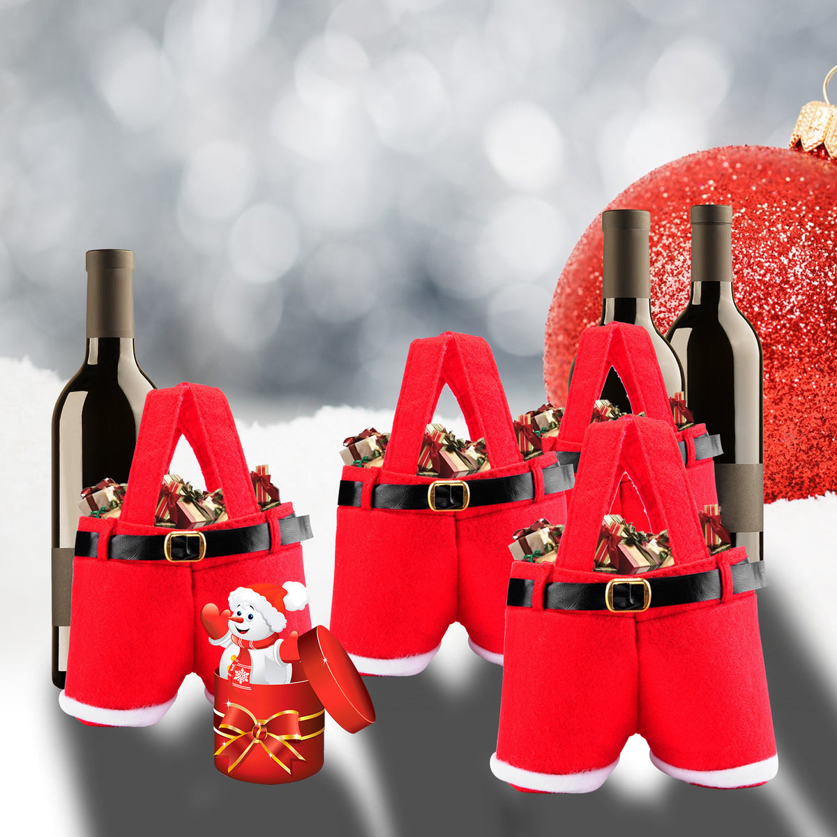 Christmas decorations, Christmas pants, gift bags, small pants shaped candy bags, tote bags, wine bottle covers, cola bags