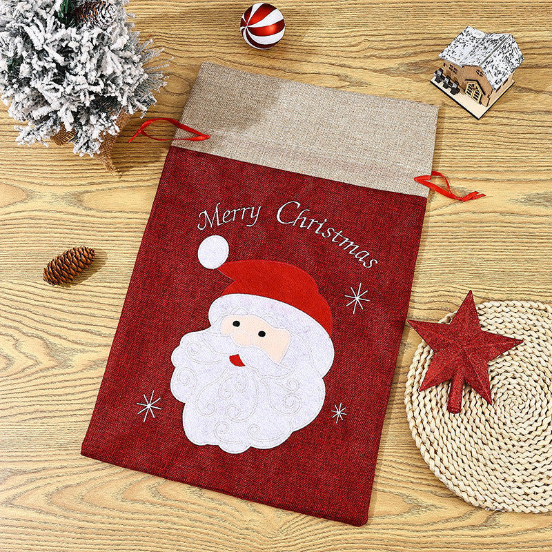 Christmas decorations, Christmas gift bags, Christmas candy bags, Santa Claus burlap gift bags, tote bags
