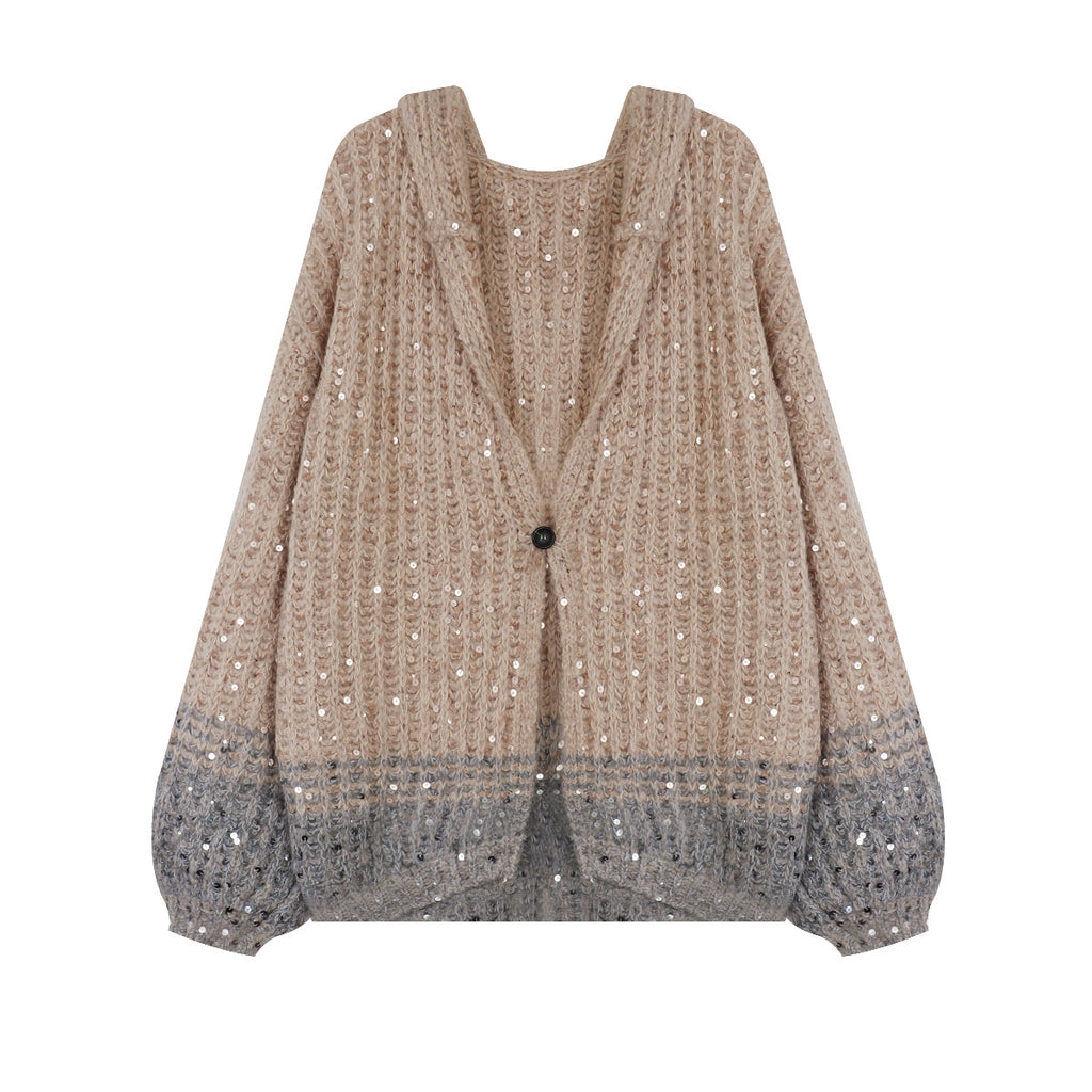 Luxury Sequined Clothes for Women Brand Designer High Quality Knitted Cardigans Autumn Winter Oversized Sweater