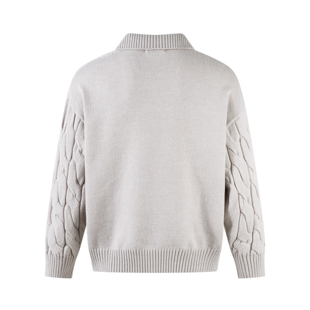 Fake two color blocked collared knitted sweaters