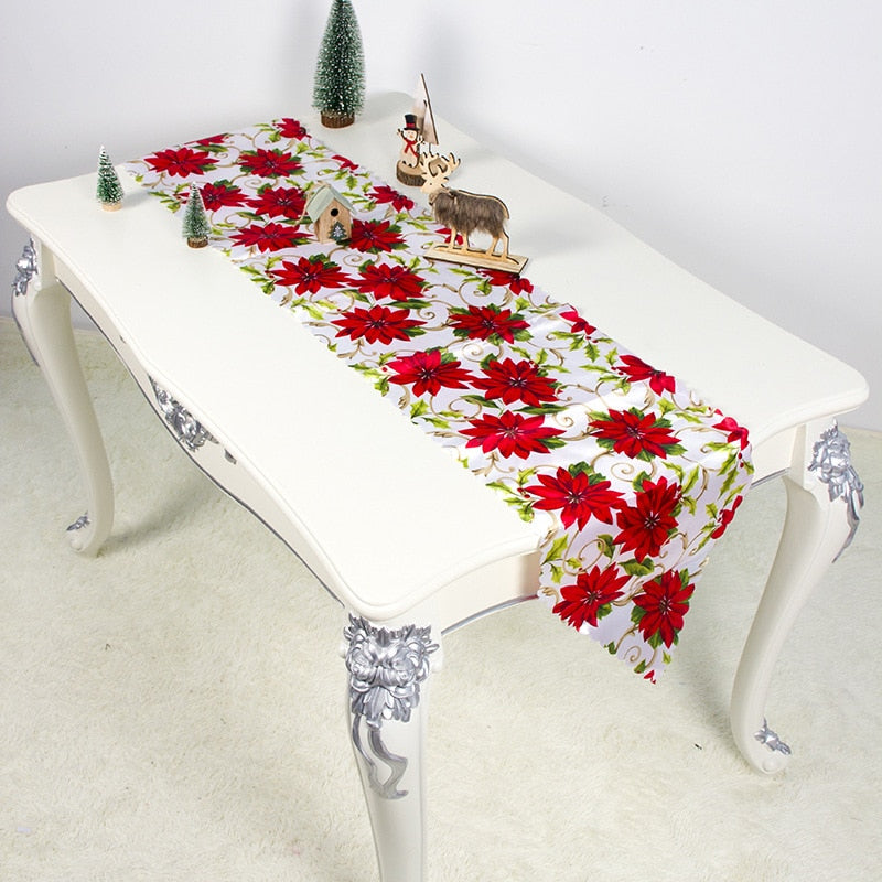 Christmas Table Runner Mat Tablecloth  Flag Home Party Decorative Santa Claus Tapestry Table Runners 35x180cm