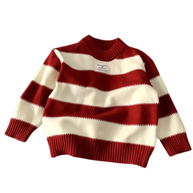 Warm Knitted Sweater Baby Striped Children's Sweater