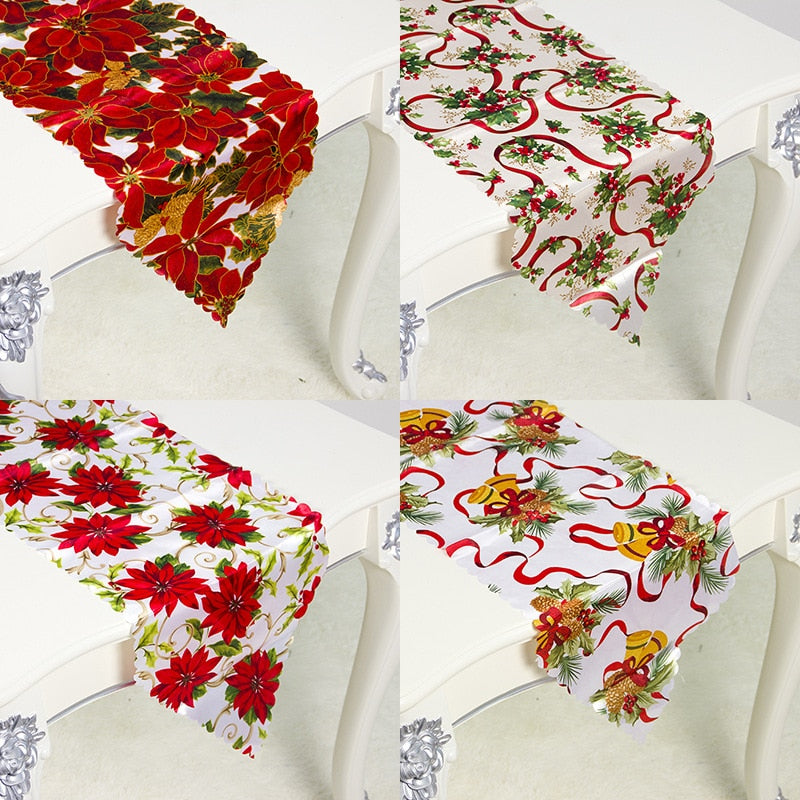 Christmas Table Runner Mat Tablecloth  Flag Home Party Decorative Santa Claus Tapestry Table Runners 35x180cm