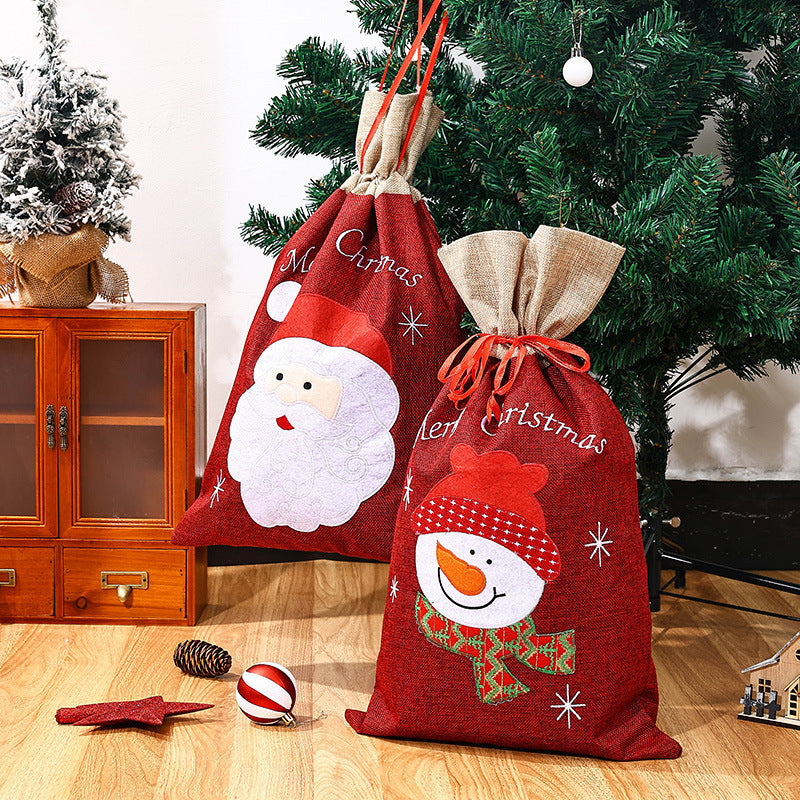 Christmas decorations, Christmas gift bags, Christmas candy bags, Santa Claus burlap gift bags, tote bags