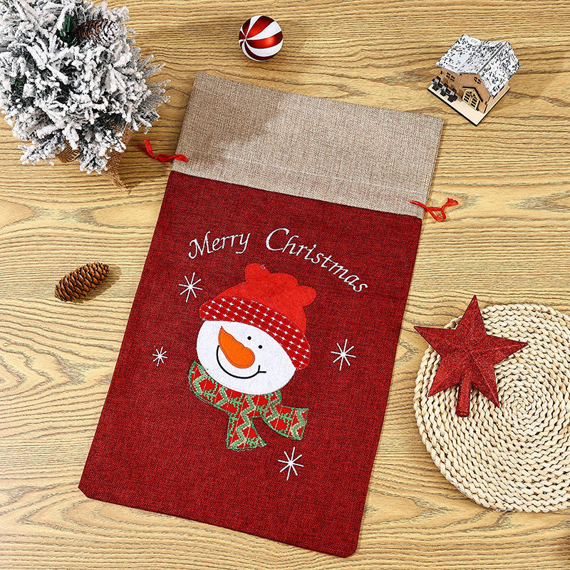 Christmas decorations, Christmas gift bags, Christmas candy bags, Santa Claus burlap gift bags, tote bags