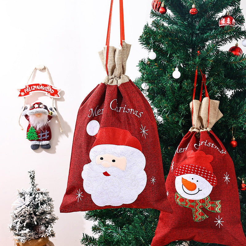 Christmas decorations, Christmas gift bags, Christmas candy bags, Santa Claus burlap gift bags, tote bags